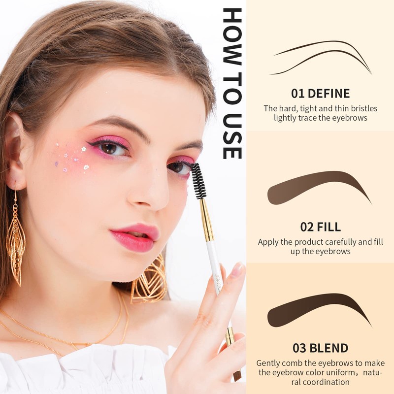 Docolor Eyebrow Brush Duo Eyebrow Spoolie 1Pcs Professional Angled Eye