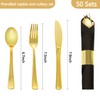 Dlebay 50 Pack Pre Rolled Gold Plastic Silverware Set,Wrapped Plastic