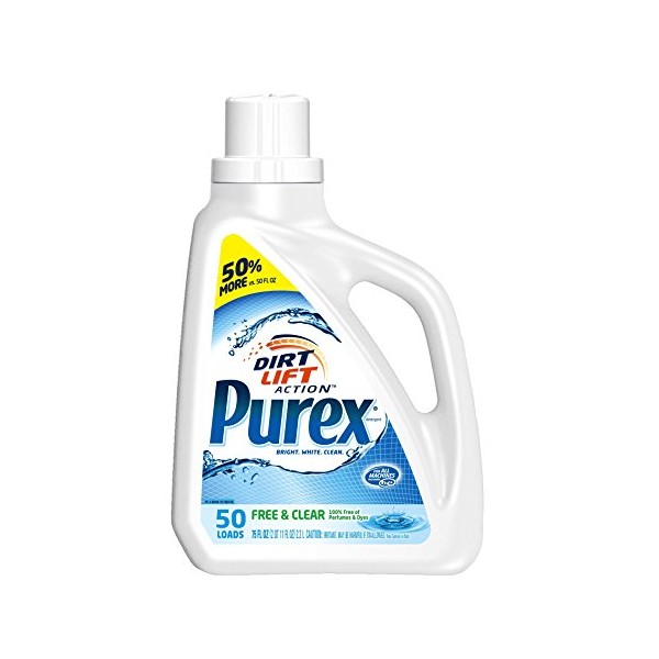 Purex Liquid Laundry Detergent, Free and Clear, 75 OZ (Pack of 6)