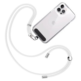 TBOC Cell Phone Lanyard [White] - Comfortable Universal Smartphone Lanyard - Easy to Use Neck Phone Holder [Black Tether Tab] - Adjustable Length Phone Strap Crossbody - Fits Most Mobile Phones