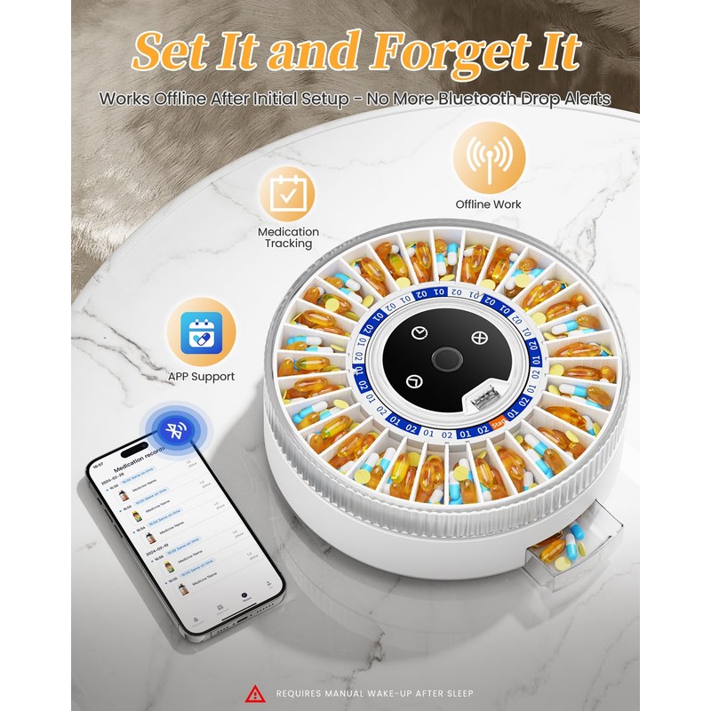 Bluetooth Automatic Pill Dispenser for Elderly with Alarm, APP Reminder