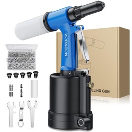 VORXEON Pneumatic Rivet Gun Kit with 500 Aluminum Blind Rivets 3/32", 1/8", 5/32", 3/16", 1/4" Air Riveter Pulling pressure 3916 lbf, Pneumatic Tool Air rivet gun