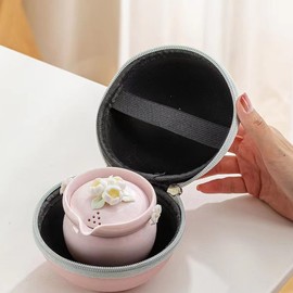Scizorito Travel Tea Set, Mini Kung Fu Tea Set,Lightweight Design with Tea Infuser Portable Bag for Outdoor Picnic (Plum Blossom)