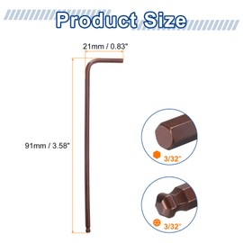 HARFINGTON Ball End Hex Key Wrench 3/32" SAE S2 Steel Long Arm L-Shape Hexagon Wrenches Repairing Tool for Home Bike Motorcycle Repair, Red Brown