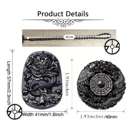 Dolores Obsidiana Collar Dije Natural Dragón Cadena Hombre Mujer
