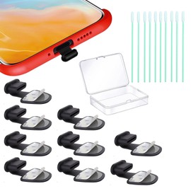 Jstincal USB C-Type Anti Loss Dust Plugs, USB C-Type Port Silicone Dust Covers, with Detachable Adhesive for Mobile Phone,Compatible with 15, 16 Plus Pro Max..., All USB C Ports