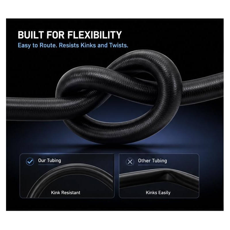 Black Braided Vinyl Tubing 5/8" - 10ft High Pressure Reinforced