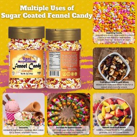 Rani Sugar Coated Fennel Candy 5oz (141g) PET Jar ~ Indian After Meal Digestive Treat | Vegan | Gluten Friendly | NON-GMO | Indian Origin