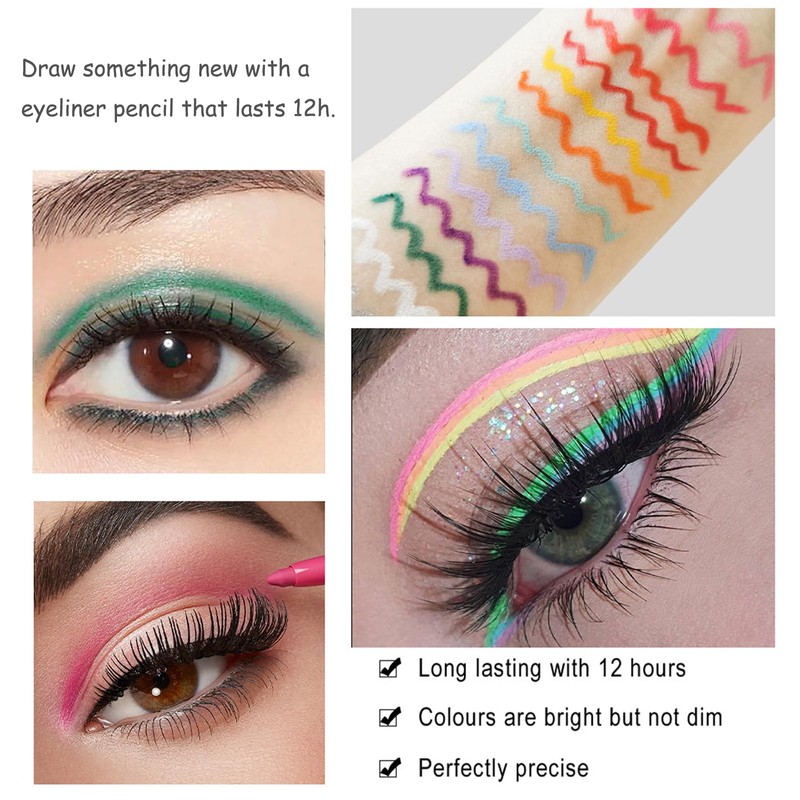 Coloured Eyeliner Liquid Eyeliner, Matte Eyeliner Pencil, All Day Long-Lasting