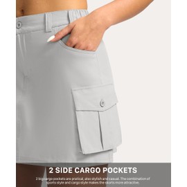 G Gradual - Falda tipo cargo para mujer, con 5 bolsillos, falda tipo cargo para golf, estilo casual, verano, senderismo, Gris brillante, X-Large