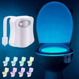 RainBowl Toilet Bowl Night Light - Unique Cool Gadget with Motion Sensors & Multi Color LED - Funny Gag Gifts for Men, Dad, Husband, Boyfriend - Fun Birthday Present for Him