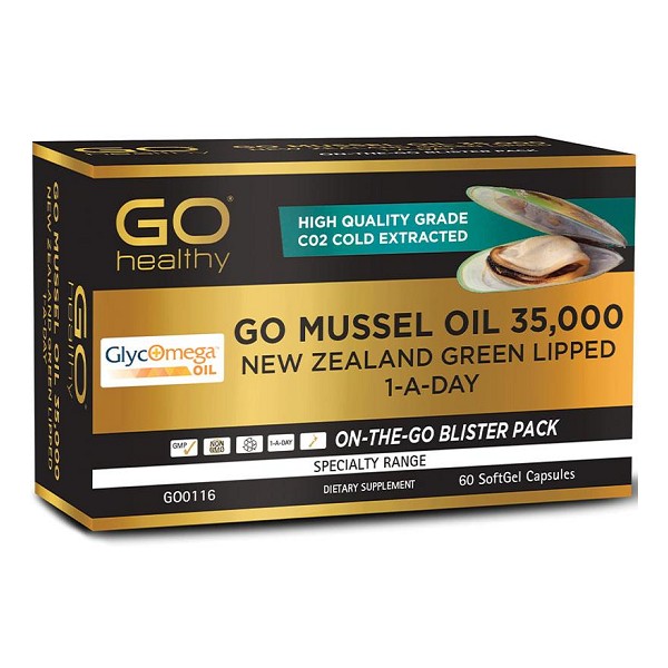 GO Healthy GO Mussel Oil 35000mg Green Lipped 1-A-Day Capsules 60