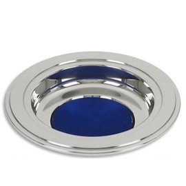 Needzo Stainless Steel Offering Plate with Felt Pad, Catholic Church Supplies, 12 Inch Diameter (Blue)
