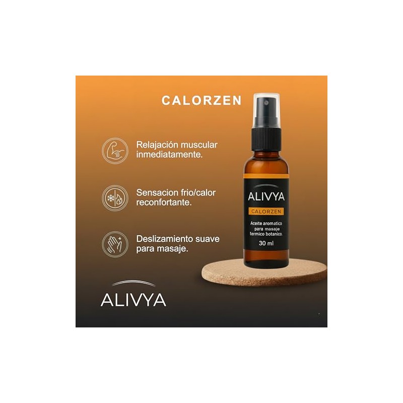 Alivya Calorzen – Aceite para Masaje Corporal, Con Sensación de