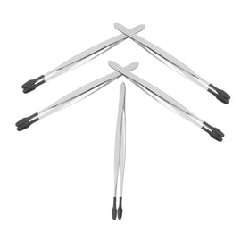 Minkissy Stainless Steel Tweezers Set 5pcs Craft Tweezers Flat Tips Ideal for Crafting Jewelry