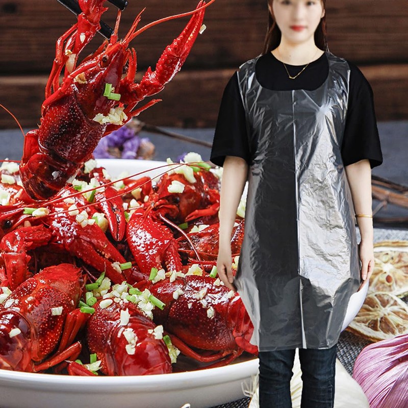 20 pcs Disposable And Plastic Waterproof Apron Barbecue Oil Transparent