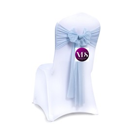 VDS - Paquete de 10 unidades, color azul bebé, fajas de gasa traslúcidas, lazos, para boda, cumpleaños, baby shower, compromiso, ceremonia, eventos, banquetes, restaurante, comedor, decoración de