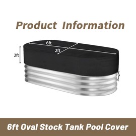 6 Ft Oval Stock Tank Pool Cover,420D Oxford Cloth Cold Plunge Cover Waterproof Sunproof dustproof,Farm Water Tank Cover for Rural Patio Garden Outdoors