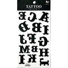 PP TATTOO 1 Sheet ABC Letters English A-Z Alphabet School Letter Temporary Tattoo for Women Girl Fake Tattoos Body Art Arm Jewelry Waterproof Tattoos Stickers Tattoos