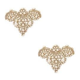 Acxico 2Pcs Fashion Little Crown Pearl Flower Shoe Clip with Rhinestones Iron on Pearl Patch Badge Applique DIY Shoes Decoration Accessory
