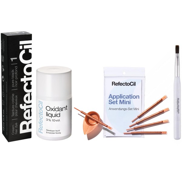RefectoCil Black (#1) Hair Tinting Kit Includes Cream Hair Dye