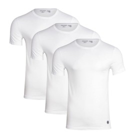 Life is Good Mens Undershirts - 3 Pack Breathable Cotton Mens Shirts Crew Neck & V Neck Undershirts for Men (Sizes: S-XL), Size Medium, Crew White