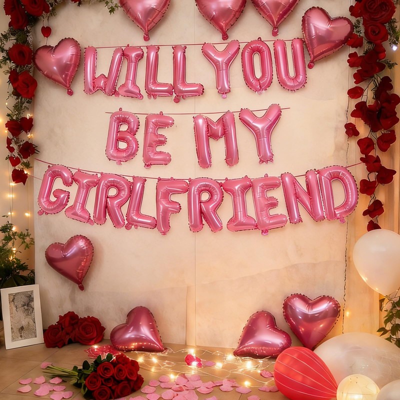 16 Inches Pink 'WILL YOU BE MY GIRLFRIEND' Proposal Letter