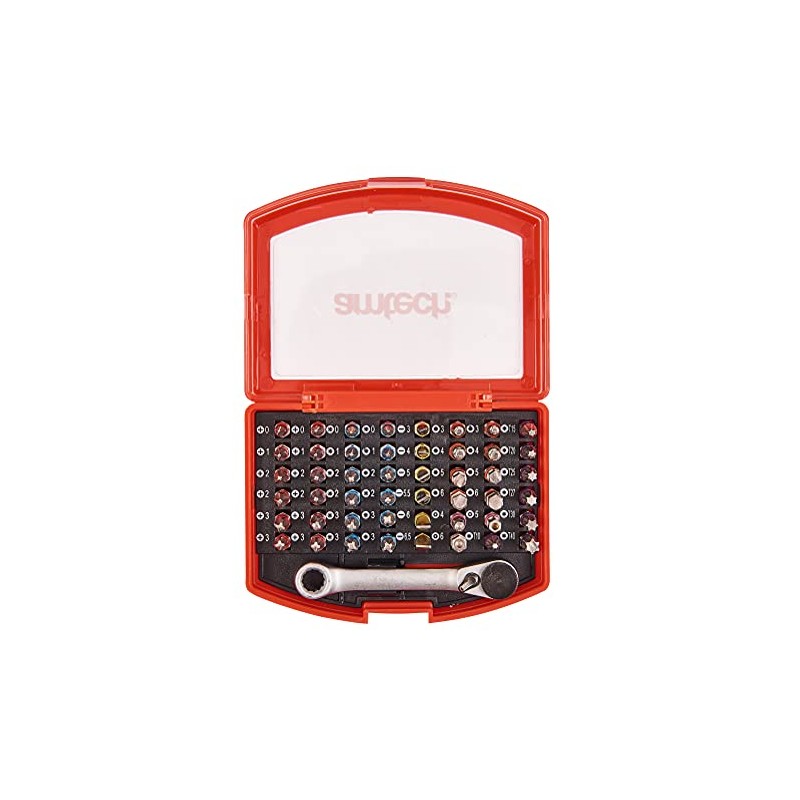 Amtech 49pc Colour-Coded Bit Set with Mini Ratchet Spanner, Pozi,