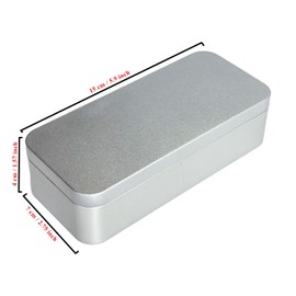 Pack of 7 Rectangular Metal Empty Tins Containers, 15 x 7 x 4 cm (Silver)