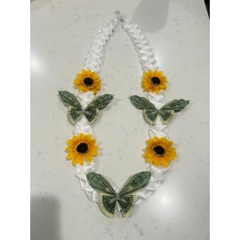Money Lei (Graduation, Retirement, Special Occasion) with butterflies SUNFLOWERS