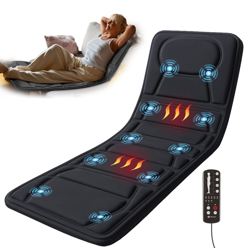 CooCoCo Full Body Massage Mat with Heat, 10 Motors Vibration