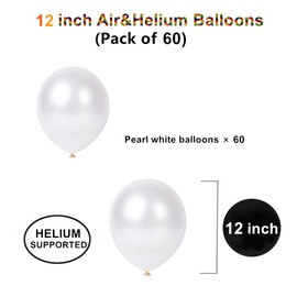 12 inch Pearl White Latex Balloons, 60 pcs Thick Pearl White Balloons for Party Decorations (12inch Pearl white)