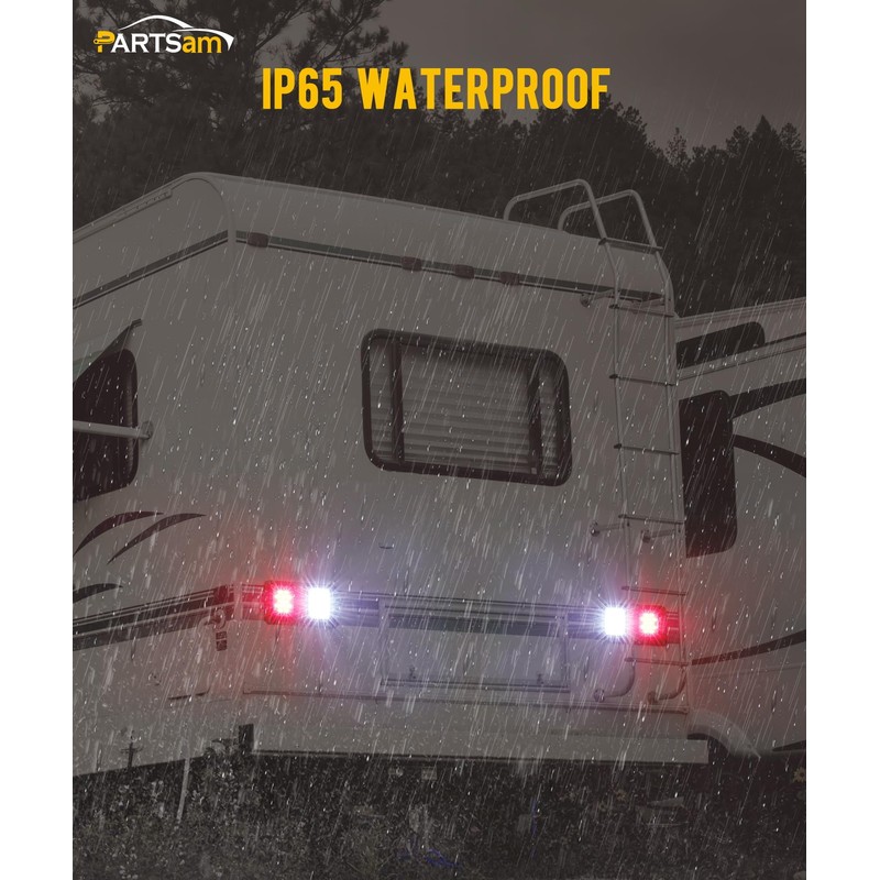 Partsam 2 Rectangle Double Led Trailer Tail Lights 24 LEDs