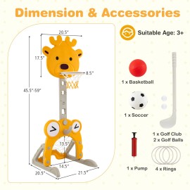 Toddler Basketball Hoop 4-in-1 Kids Indoor/Outdoor Activity Center Sports Gift