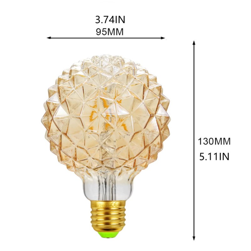 Lxcom Lighting G95 LED Pineapple Bulb Retro Edison Lamp 4W