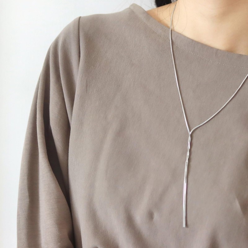 Moonstan Necklace, Long Necklace, Y-Shape, Gold, Silver, Surgical Stainless Steel,