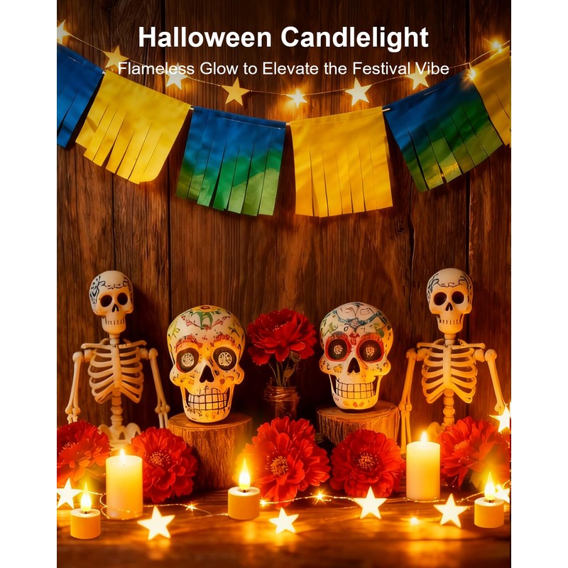 12 Pack Tea Lights Candles Battery Operated with Charging Dock,