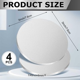 Hicarer 4 Pcs 1/4" Thickness Stainless Steel Disc 3" Diameter Round Circle Plate Metal Circles for Crafts Stamping Sanding Engraving