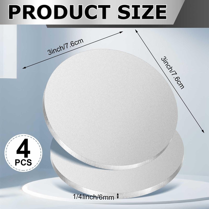 Hicarer 4 Pcs 1/4" Thickness Stainless Steel Disc 3" Diameter