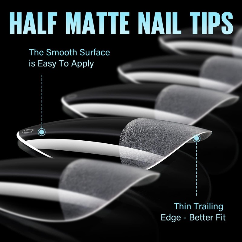 TOMICCA Almond Short Nail Tips for Gel Nails, Gel Full