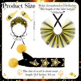 SilTriangle 3 Pcs New Year Dog Costume Set Including Wine Glass Headband Happy New Year Dog Tutu Dress Cute Pet Tutu Gold and Black Star Pet Scarf for Medium Animal Holiday Outfit Accessory