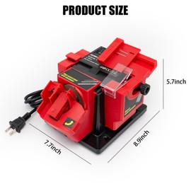 ZiBeiLe Knife Sharpening Stone Kit, Adjustable Drill Bit Sharpener, 0-51MM Multi Tool Blade Sharpener, Knife & Chisel & HSS Drill Electric Multitask Sharpening Machine, VZM-WZW-FC3465, Red