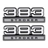 383 Stroker 6.2L Engine Emblems Badges White with Chrome Trim