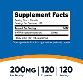 Nutricost Nutricost 5-HTP 200mg, 120 Vegetarian Capsules (5-Hydroxytryptophan) - Non-GMO & Gluten Free (2 Bottles)