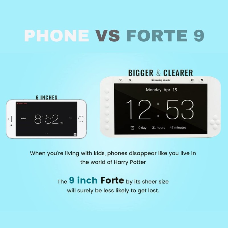 Screaming Meanie Forte Alarm Clock - Extra Large 9” Display,