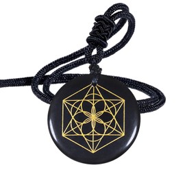Nupuyai Men's Obsidian Stone Necklace Talisman Healing Stone Necklace with Pendant Round Amulet Women for Yoga, Meditation and Chakra Healing, Stone Nylon, Obsidian