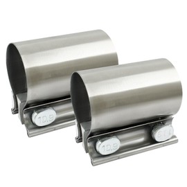 Zorveiio 1-3/4'' Exhaust Clamp，Heavy Duty 304 Stainless Steel Lap Joint Exhaust Pipe Seal Band Clamp,Repair Clamp Sleeve Coupler for Emergency Pipe Repair,Pack of 2