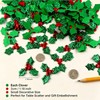 Christmas Holly Decorations, 3cm Green Holly Leaf, Red Berry
