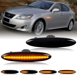 OZ-LAMPE 2Pcs LED Dynamic Side Indicator for Lexus IS250 IS350 SC430 E350 Toyota Soarer UZZ40 Highlander Kluger GSU 4, Amber LED Turn Signal Light Repeater, Canbus Design Error Free LED Side Marker