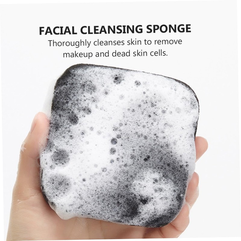 Baluue 1set Bamboo Charcoal Face Sponges Facial Cleansing Tool for